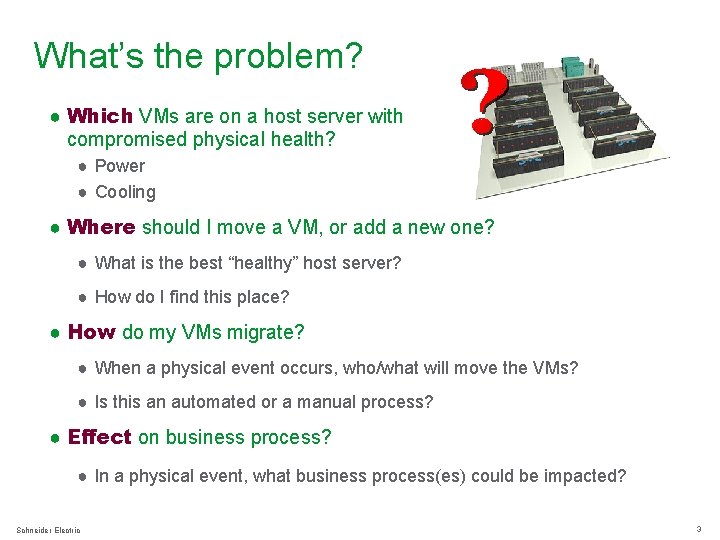 What’s the problem? ● Which VMs are on a host server with compromised physical