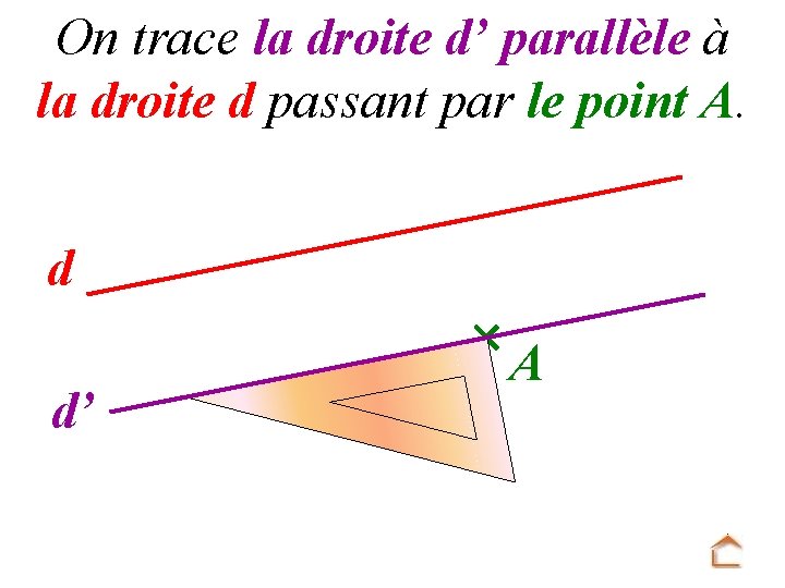 On trace la droite d’ parallèle à la droite d passant par le point