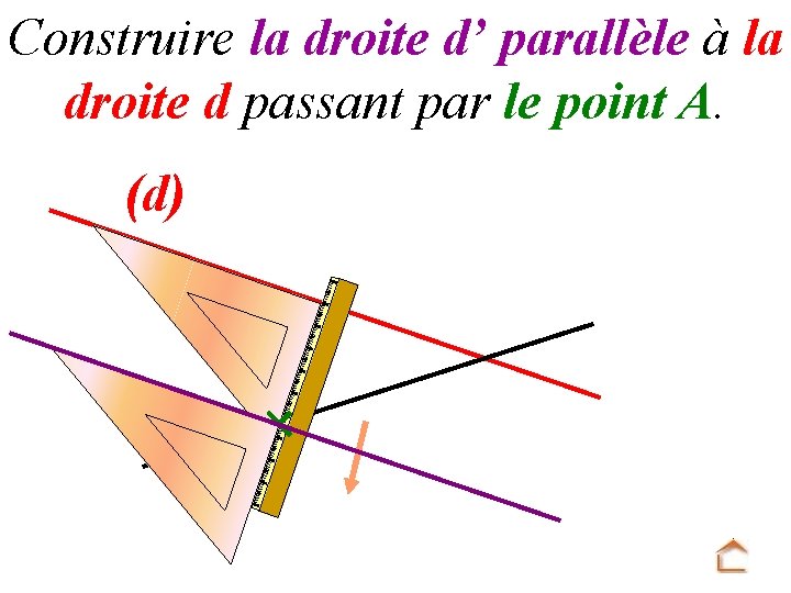 Construire la droite d’ parallèle à la droite d passant par le point A.