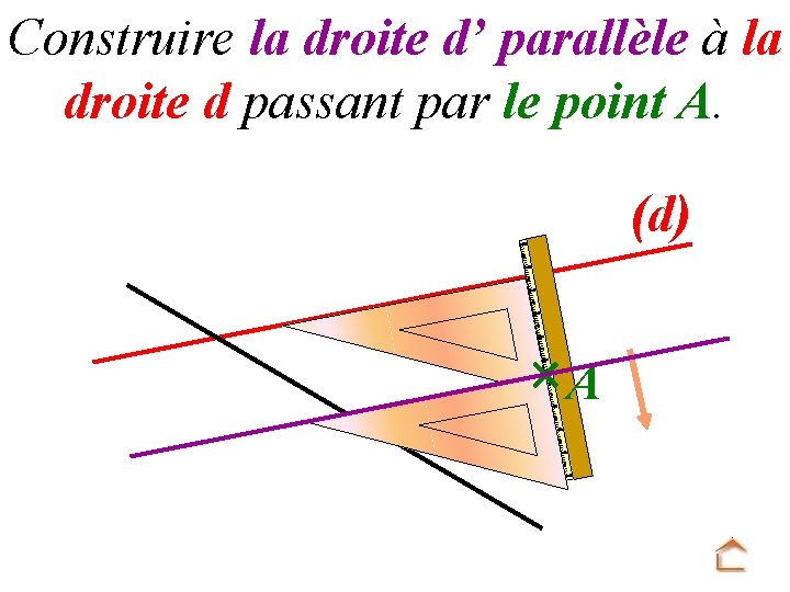 Construire la droite d’ parallèle à la droite d passant par le point A.