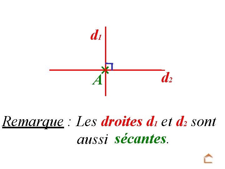 d 1 A d 2 Remarque : Les droites d 1 et d 2