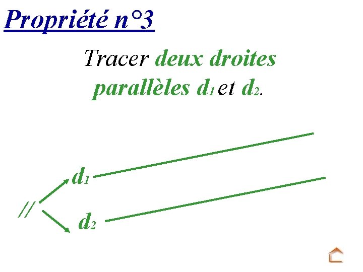 Propriété n° 3 Tracer deux droites parallèles d 1 et d 2. d 1