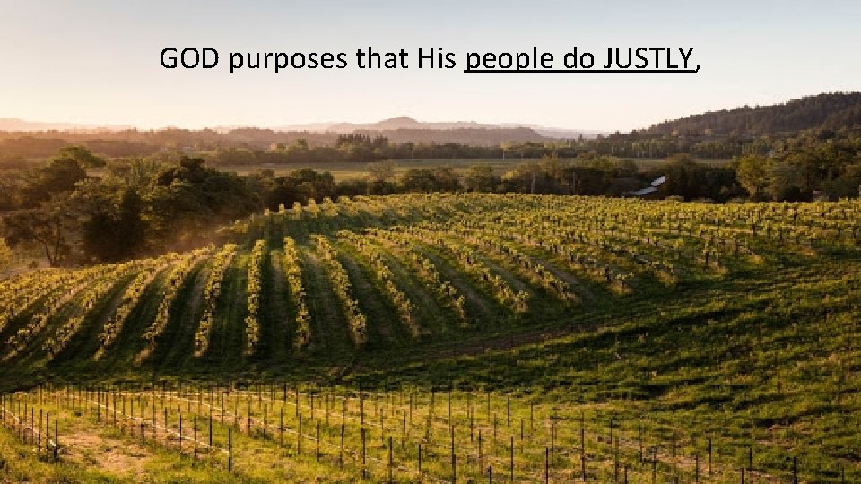 GOD purposes that His people do JUSTLY, 
