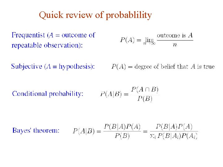 Quick review of probablility G. Cowan Neutrino Summer School / Mainz, 25, 26 May