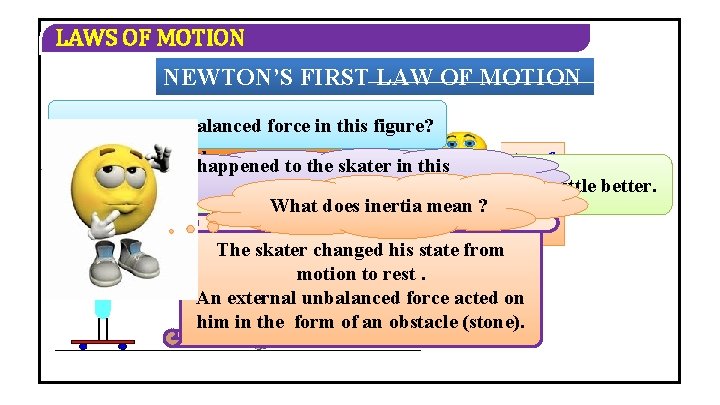 LAWS OF MOTION NEWTON’S FIRST LAW OF MOTION v. What According to Newton'sforce first