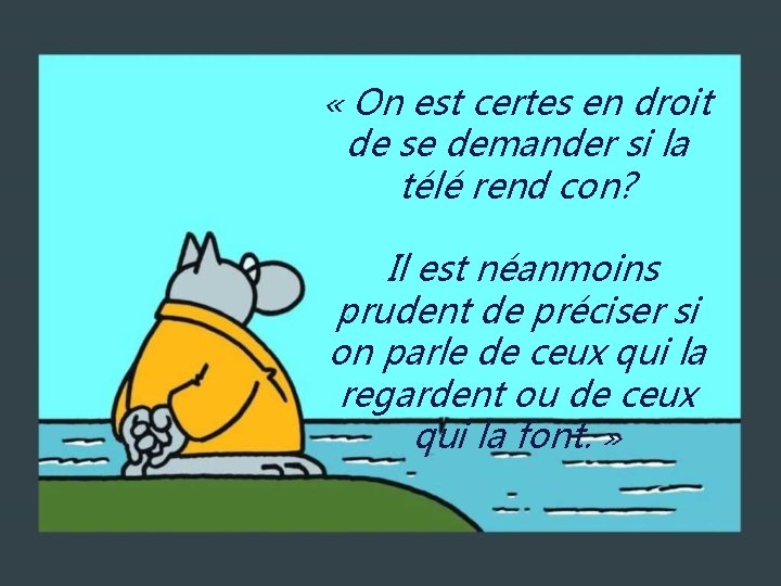  « On est certes en droit de se demander si la télé rend