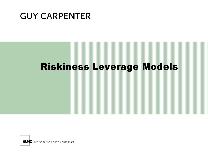 Riskiness Leverage Models 