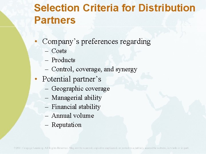 Distribution Partner Ranking Matrix 13 Managing Global Distribution Channels Peter BowaterAlamy Learning