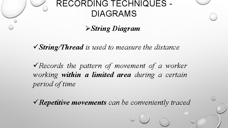 RECORDING TECHNIQUES DIAGRAMS String Diagram String/Thread is used to measure the distance Records the