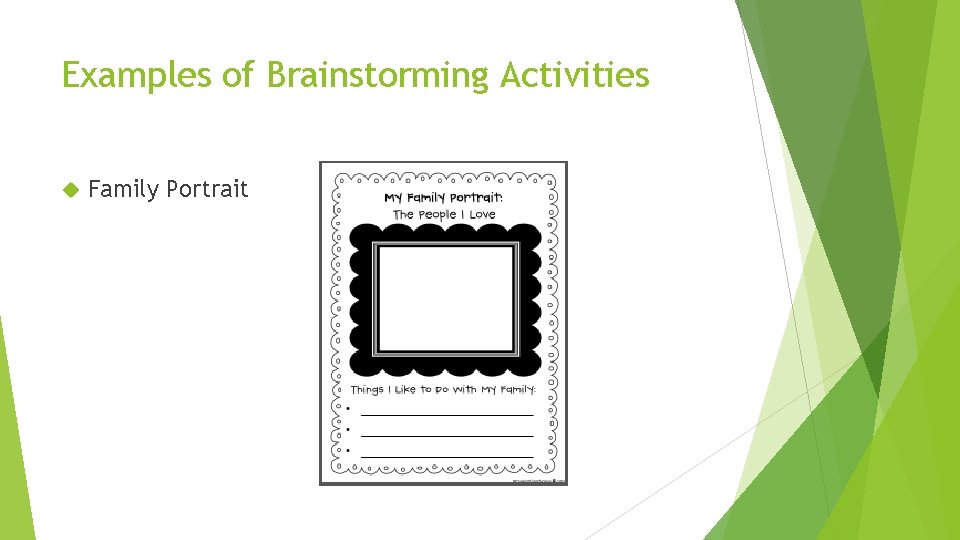 Examples of Brainstorming Activities Family Portrait 