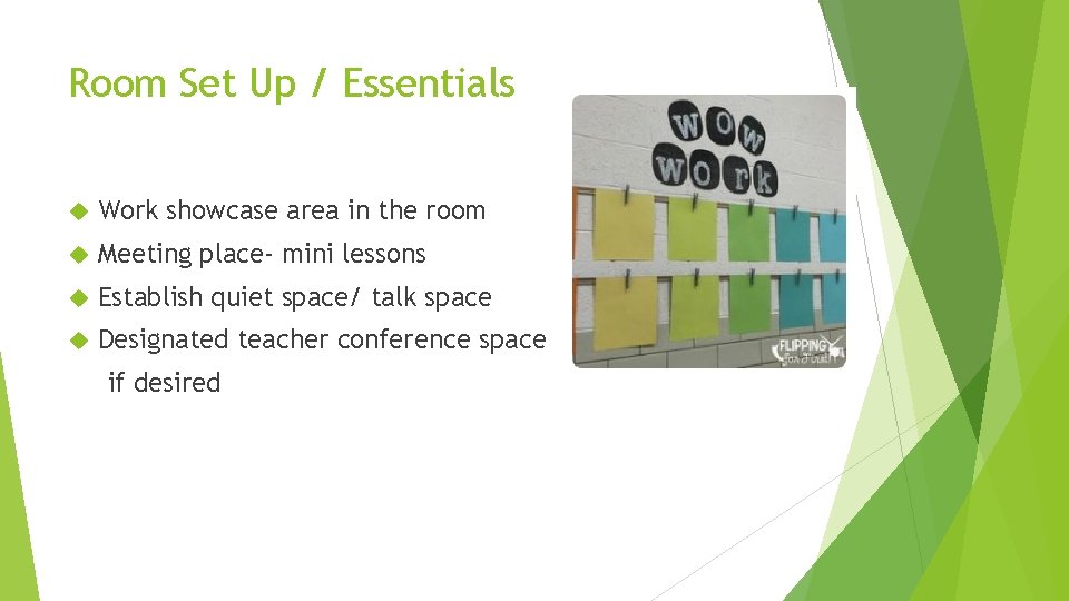 Room Set Up / Essentials Work showcase area in the room Meeting place- mini