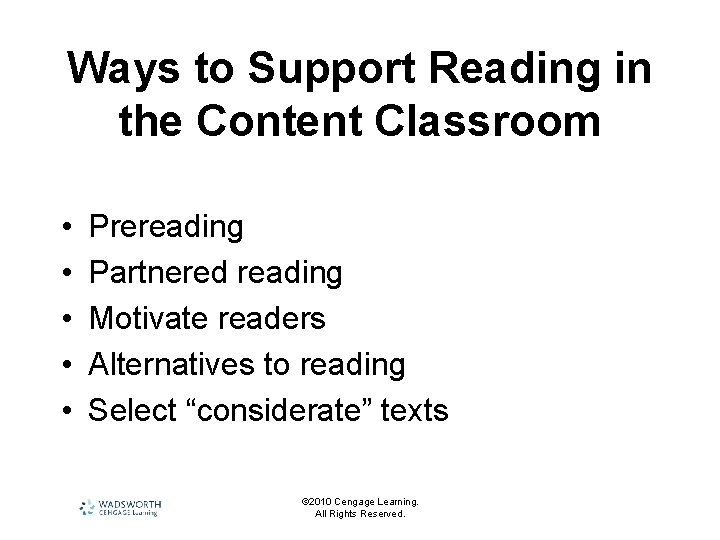 Chapter 9 Teaching in the Content Areas Strategies