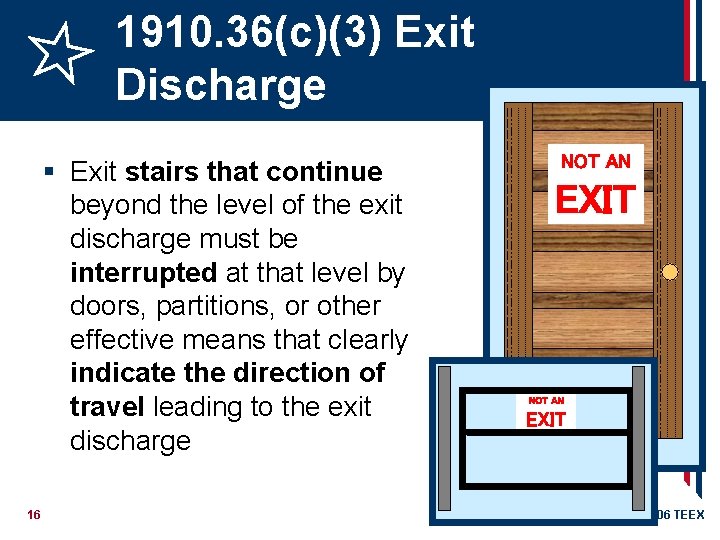 1910. 36(c)(3) Exit Discharge § Exit stairs that continue beyond the level of the