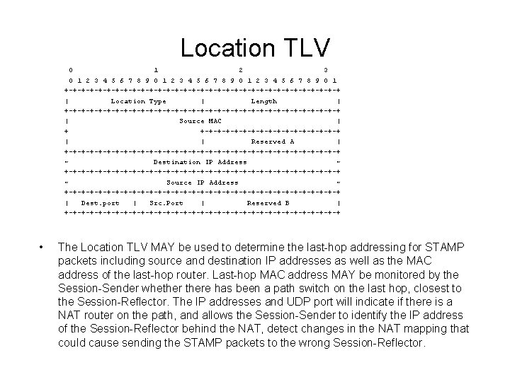 Location TLV 0 1 2 3 4 5 6 7 8 9 0 1