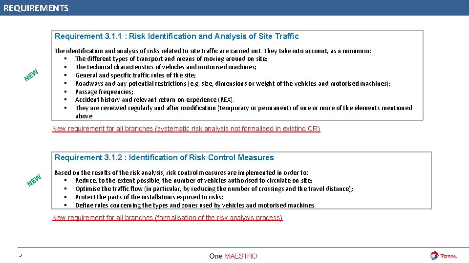 REQUIREMENTS Requirement 3. 1. 1 : Risk Identification and Analysis of Site Traffic {