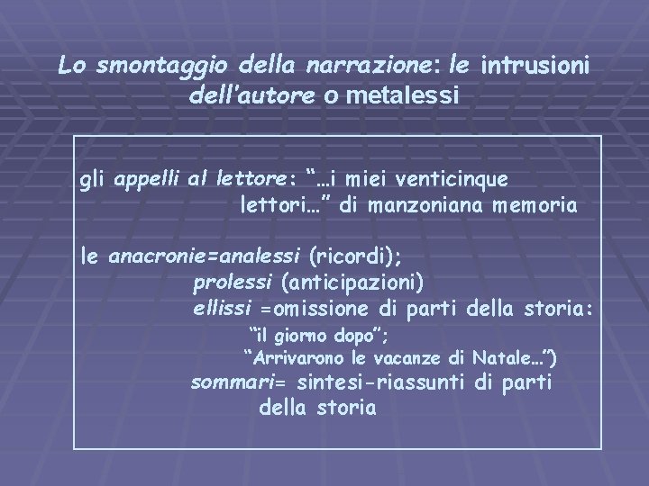 Lo smontaggio della narrazione: le intrusioni dell’autore o metalessi gli appelli al lettore: “…i