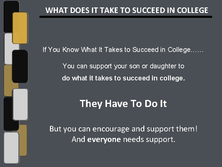 WHAT DOES IT TAKE TO SUCCEED IN COLLEGE If You Know What It Takes