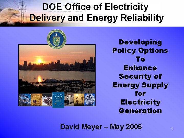 DOE Office of Electricity Delivery and Energy Reliability Developing Policy Options To Enhance Security