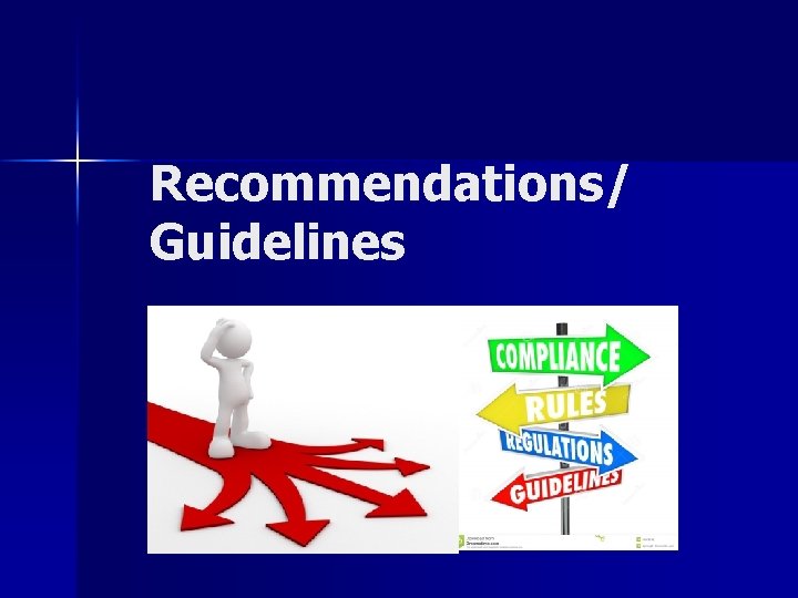 Recommendations/ Guidelines Recommendations/ Guidelines