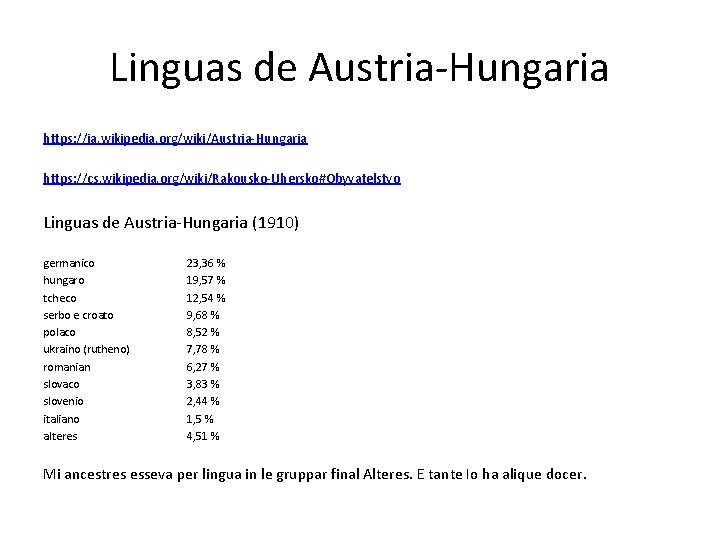Linguas de Austria-Hungaria https: //ia. wikipedia. org/wiki/Austria-Hungaria https: //cs. wikipedia. org/wiki/Rakousko-Uhersko#Obyvatelstvo Linguas de Austria-Hungaria