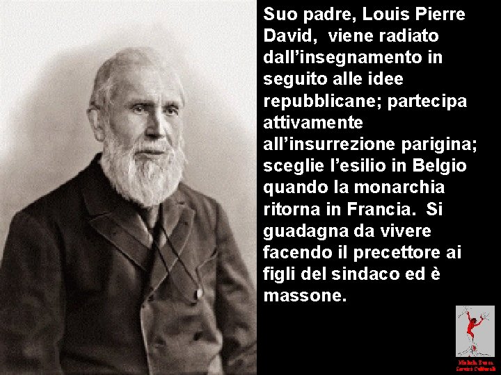 Suo padre, Louis Pierre David, viene radiato dall’insegnamento in seguito alle idee repubblicane; partecipa