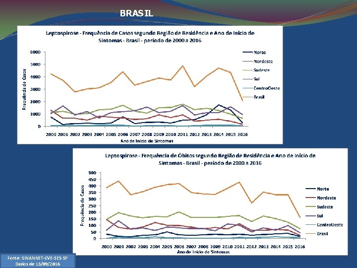 BRASIL Fonte: SINANNET-CVE-SES-SP Dados de 13/09/2016 