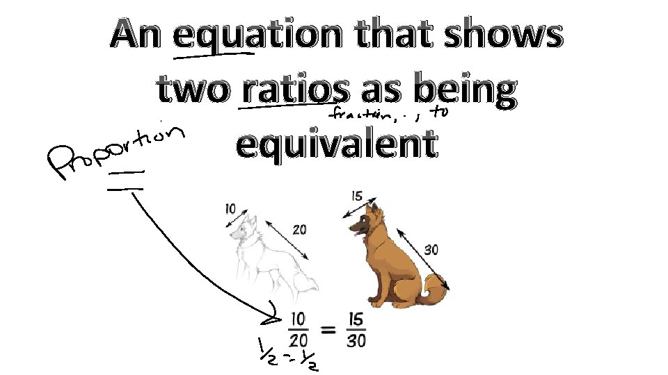 An equation that shows two ratios as being equivalent 