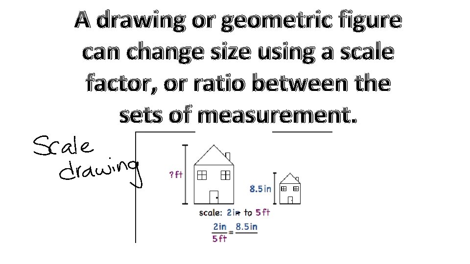 A drawing or geometric figure can change size using a scale factor, or ratio