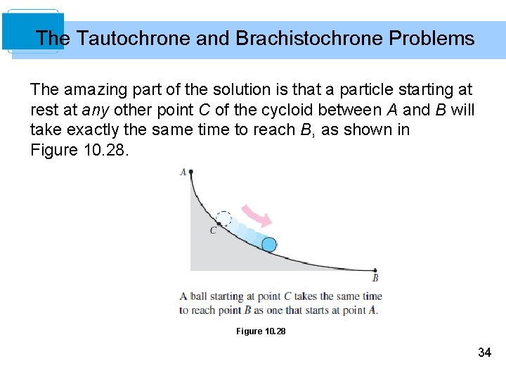 The Tautochrone and Brachistochrone Problems The amazing part of the solution is that a The Tautochrone and Brachistochrone Problems The amazing part of the solution is that a