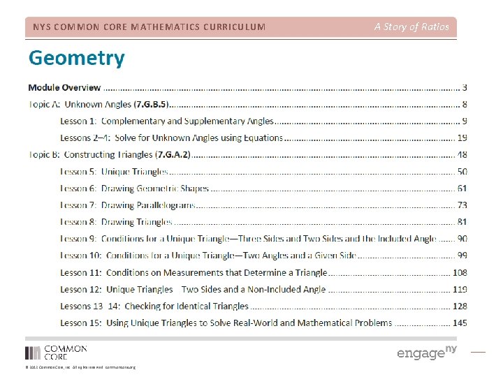 NYS COMMON CORE MATHEMATICS CURRICULUM © 2012 Common Core, Inc. All rights reserved. commoncore.