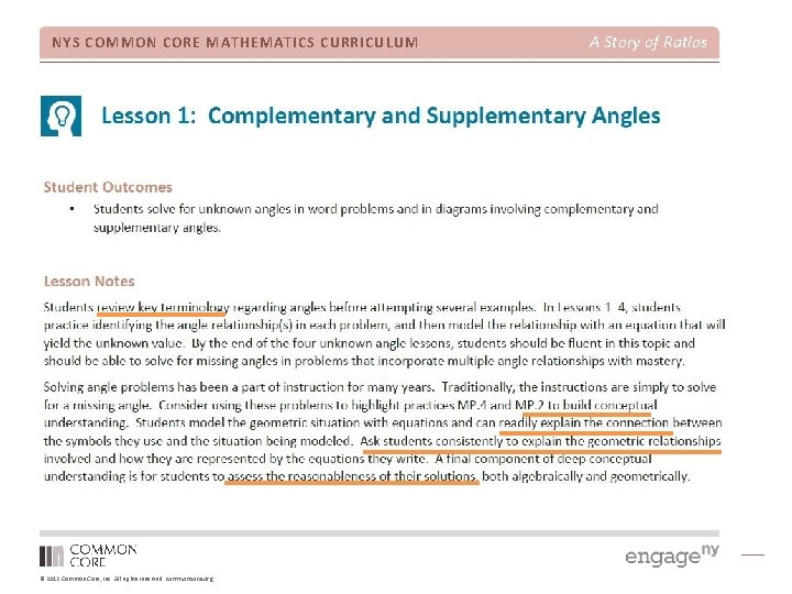 NYS COMMON CORE MATHEMATICS CURRICULUM © 2012 Common Core, Inc. All rights reserved. commoncore.