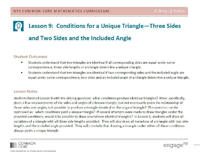 NYS COMMON CORE MATHEMATICS CURRICULUM © 2012 Common Core, Inc. All rights reserved. commoncore.