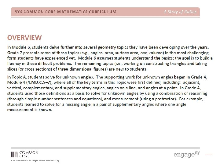 NYS COMMON CORE MATHEMATICS CURRICULUM © 2012 Common Core, Inc. All rights reserved. commoncore.