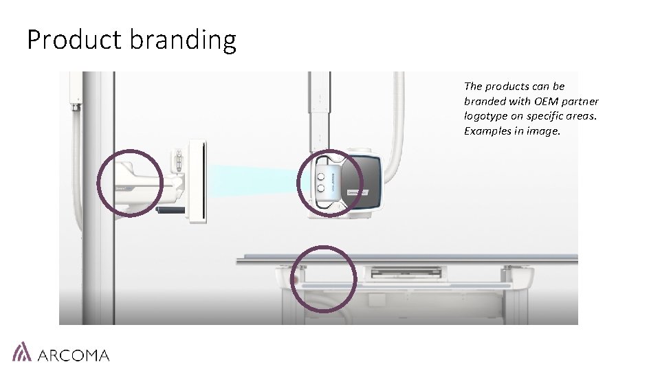 Product branding The products can be branded with OEM partner logotype on specific areas.