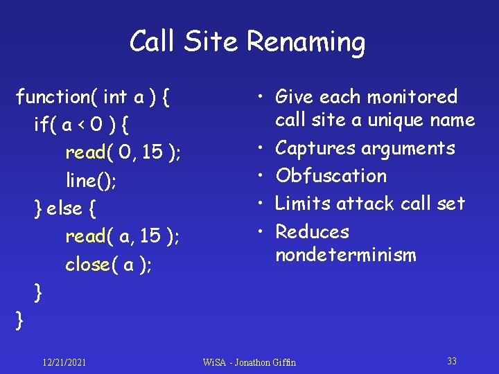 Call Site Renaming function( int a ) { if( a < 0 ) { Call Site Renaming function( int a ) { if( a < 0 ) {