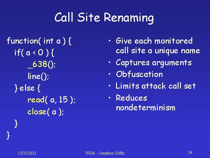 Call Site Renaming function( int a ) { if( a < 0 ) { Call Site Renaming function( int a ) { if( a < 0 ) {