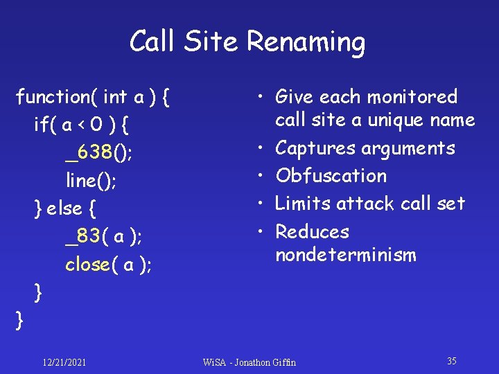Call Site Renaming function( int a ) { if( a < 0 ) { Call Site Renaming function( int a ) { if( a < 0 ) {