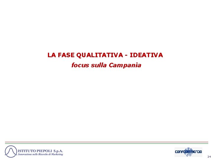 LA FASE QUALITATIVA - IDEATIVA focus sulla Campania 24 