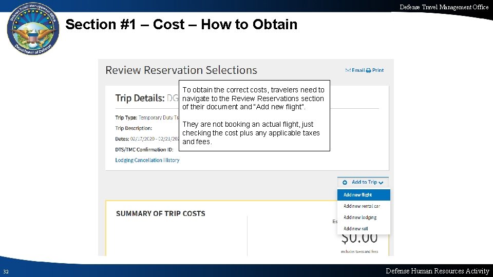 Defense Travel Management Office Section #1 – Cost – How to Obtain To obtain
