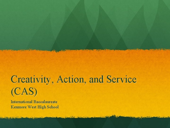 Creativity, Action, and Service (CAS) International Baccalaureate Kenmore West High School 