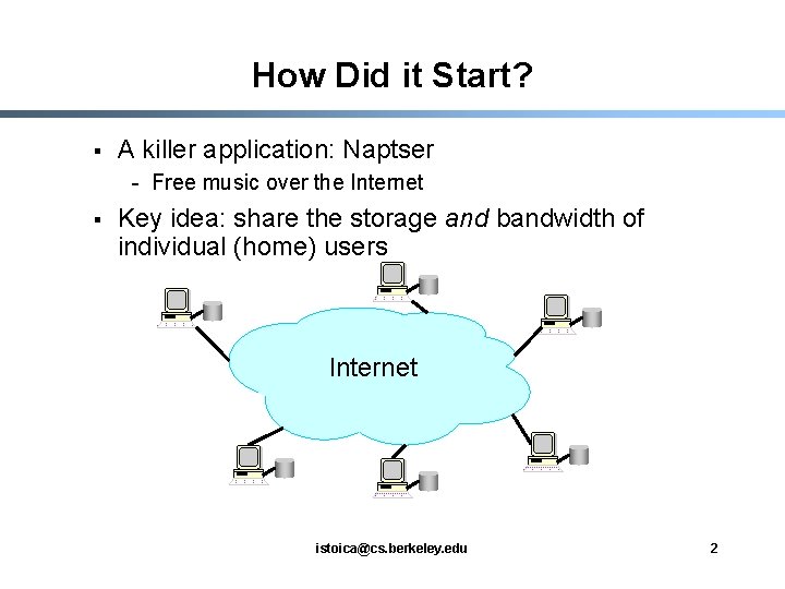 How Did it Start? § A killer application: Naptser - Free music over the