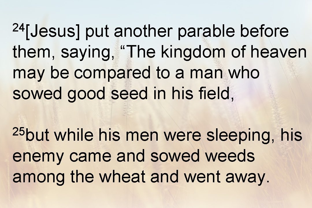 24[Jesus] put another parable before them, saying, “The kingdom of heaven may be compared