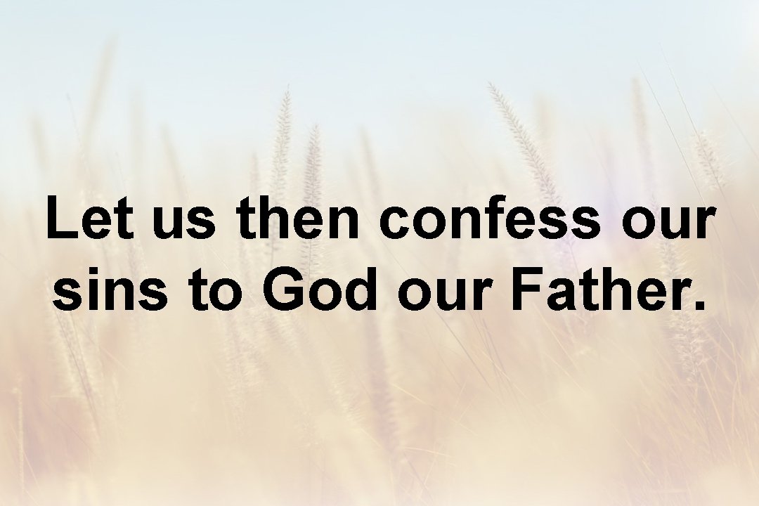 Let us then confess our sins to God our Father. 