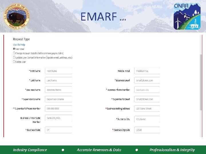 EMARF Industry Compliance 4 of 6 Accurate Revenues & Data Professionalism & Integrity 