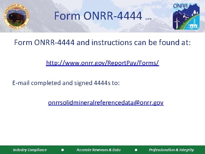 Form ONRR-4444 1 of 4 Form ONRR-4444 and instructions can be found at: http: