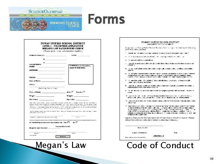 Forms Megan’s Law Code of Conduct 39 