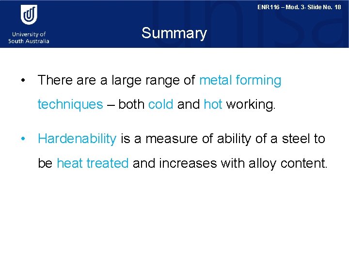 ENR 116 – Mod. 3 - Slide No. 18 Summary • There a large