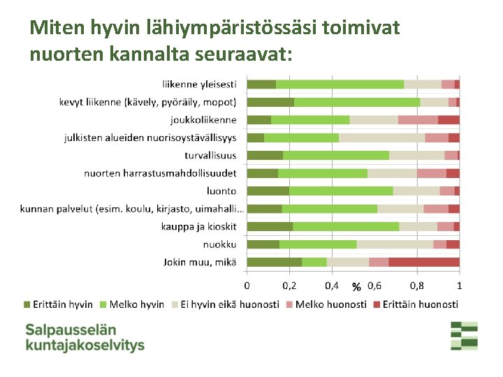 Miten hyvin lähiympäristössäsi toimivat nuorten kannalta seuraavat: 