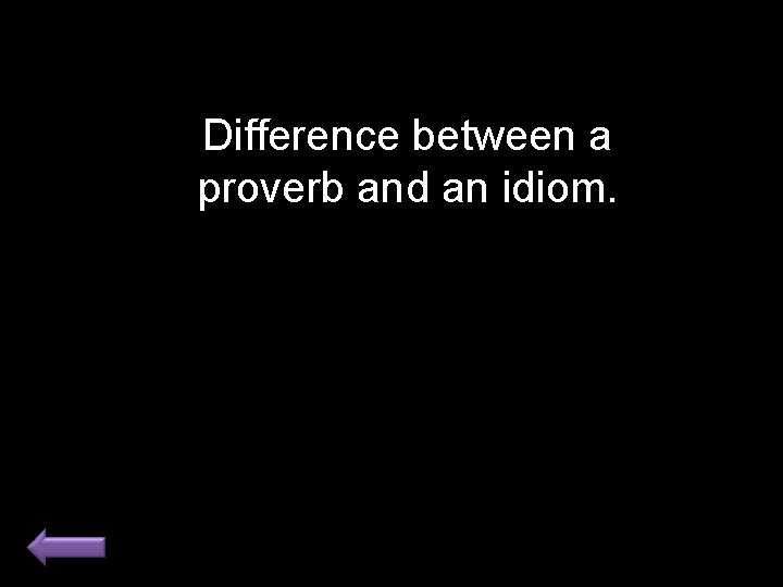 Difference between a proverb and an idiom. 