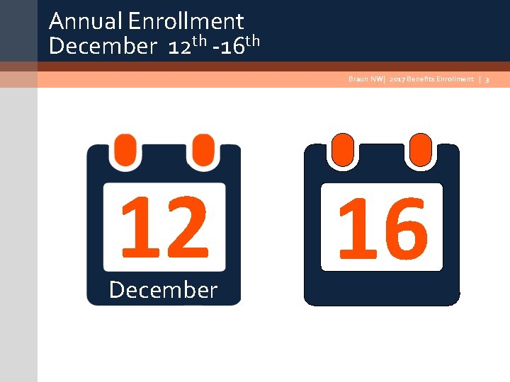 Annual Enrollment December 12 th -16 th Braun NW| 2017 Benefits Enrollment | 3